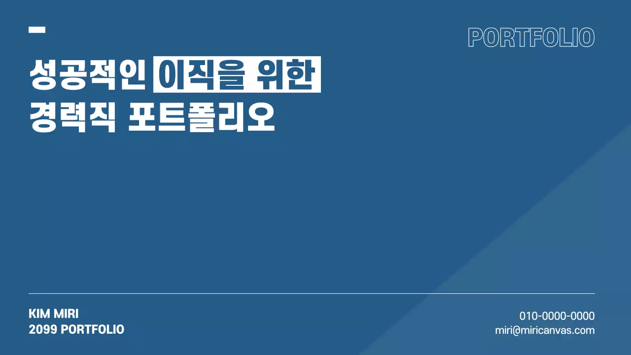 파랑과 흰색의 모던한 경력직 포트폴리오