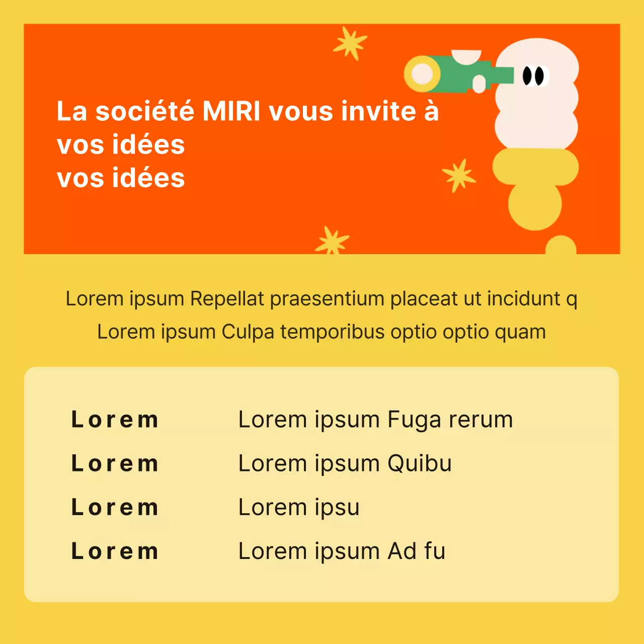 Promouvoir le recrutement d'entreprises aux couleurs jaune et rouge kitsch