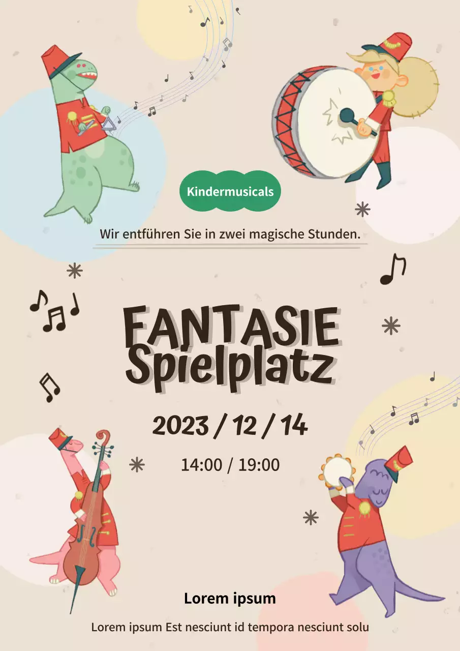 Werbung für ein kitschiges Musical auf beigem Hintergrund