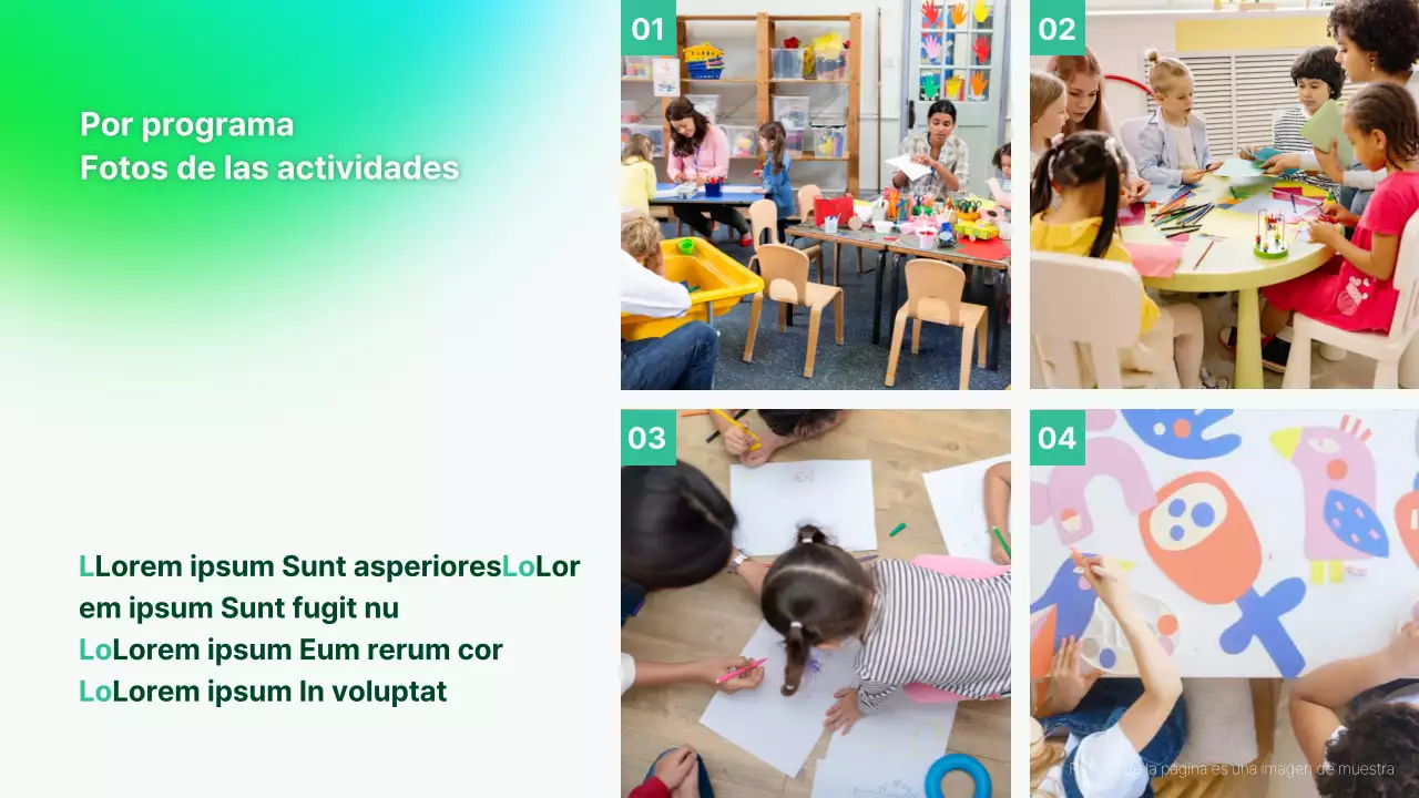 Una sencilla presentación de la cartera del instructor en verde y azul claro