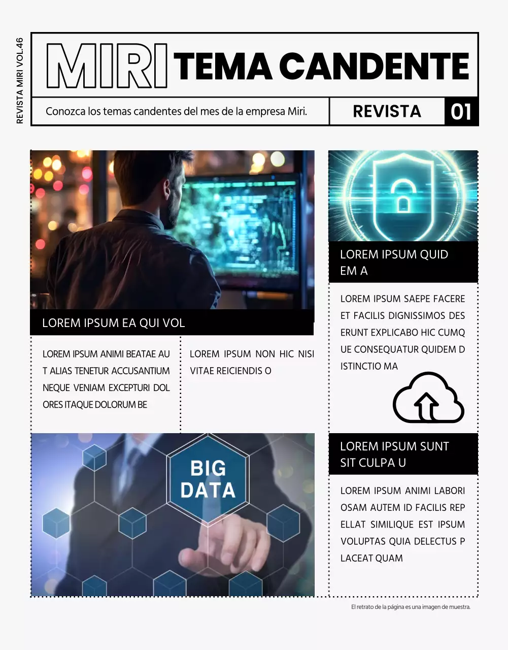 Moderna revista interna de empresa en gris y negro