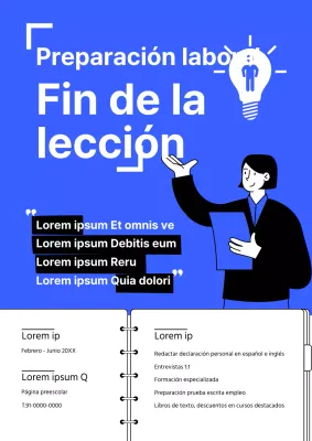 Guía de lecciones de preparación para el empleo minimalista en blanco y azul