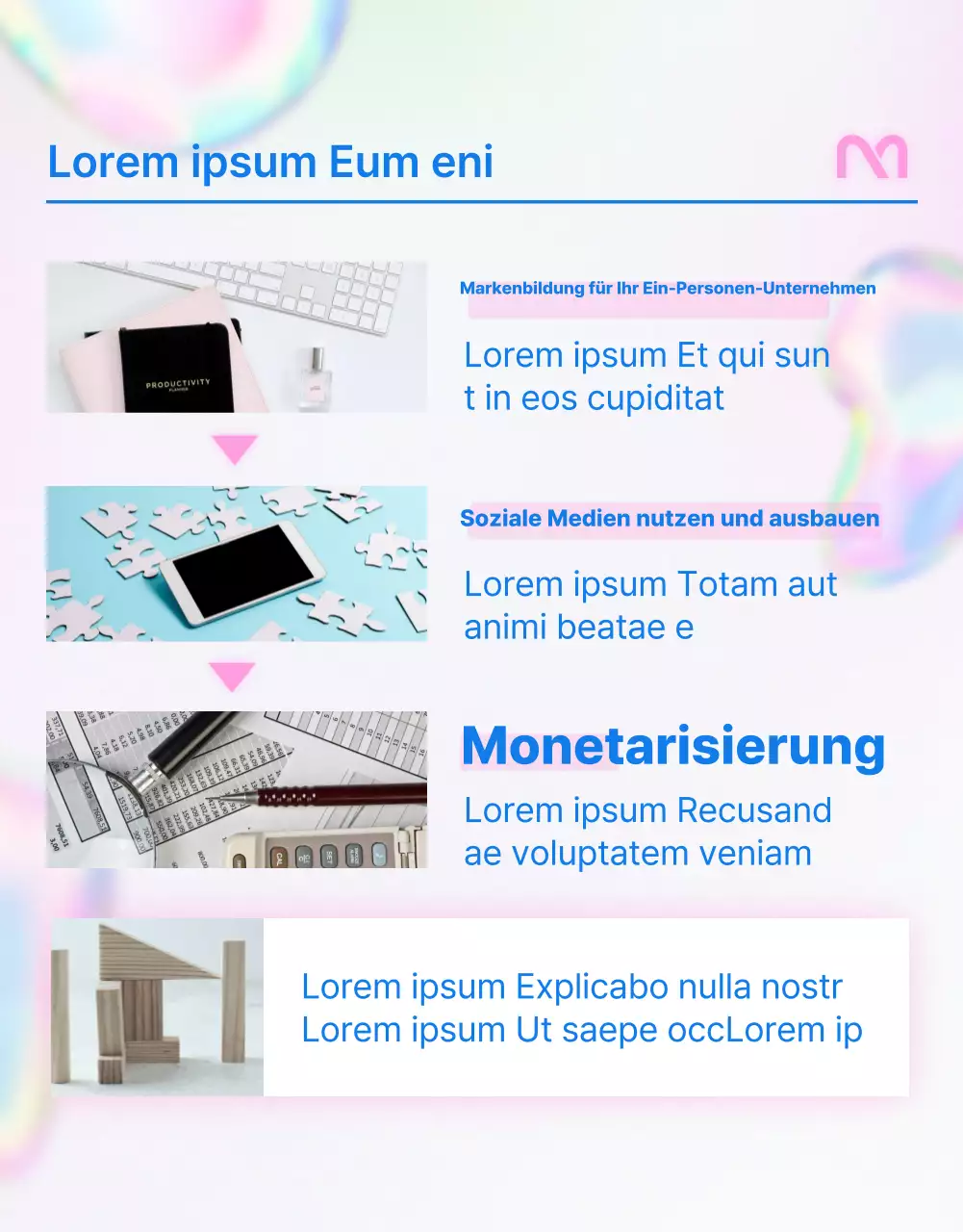 Einfache Stellenanzeige in Rosa und Blau