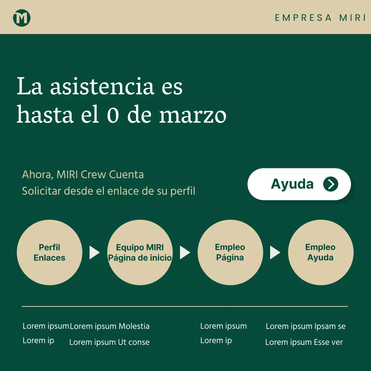 Moderno anuncio de contratación de personal en verde y beige
