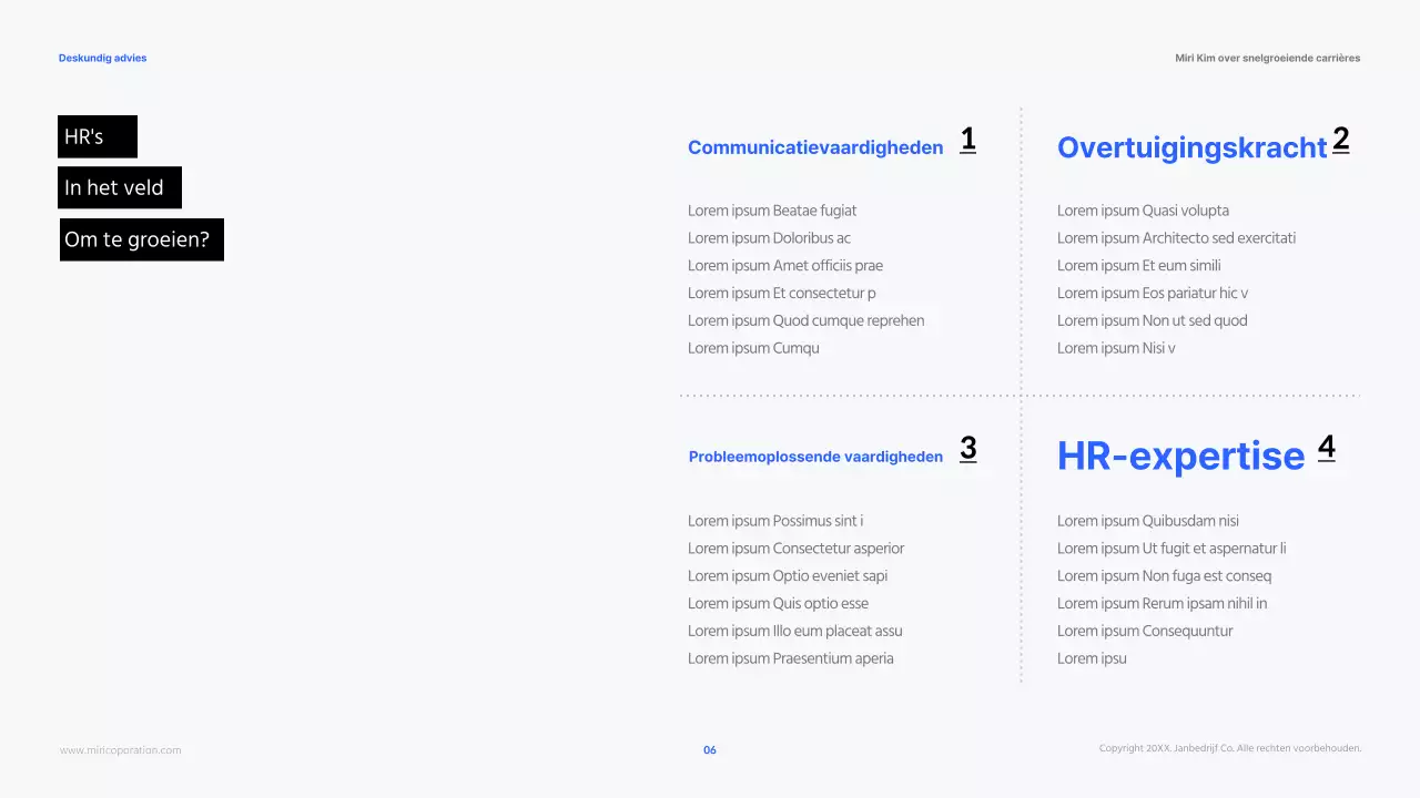 Cursusmateriaal Moderne HR Loopbanen in Blauw en Zwart