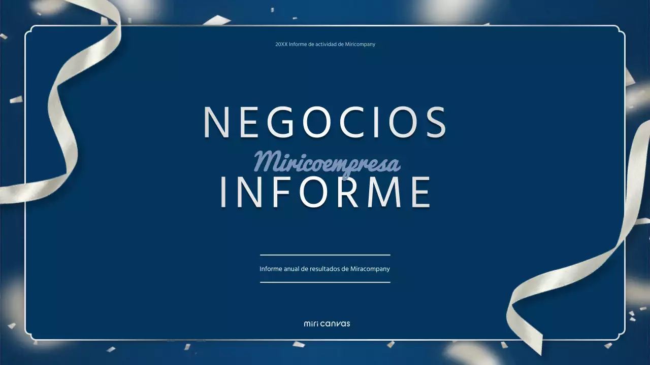 Un lujoso informe de resultados de fin de año en azul marino y plata