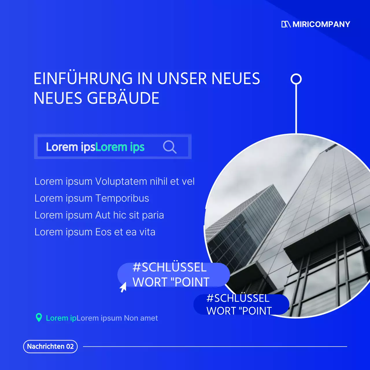 Ein einfacher blau-weißer Business-Newsletter
