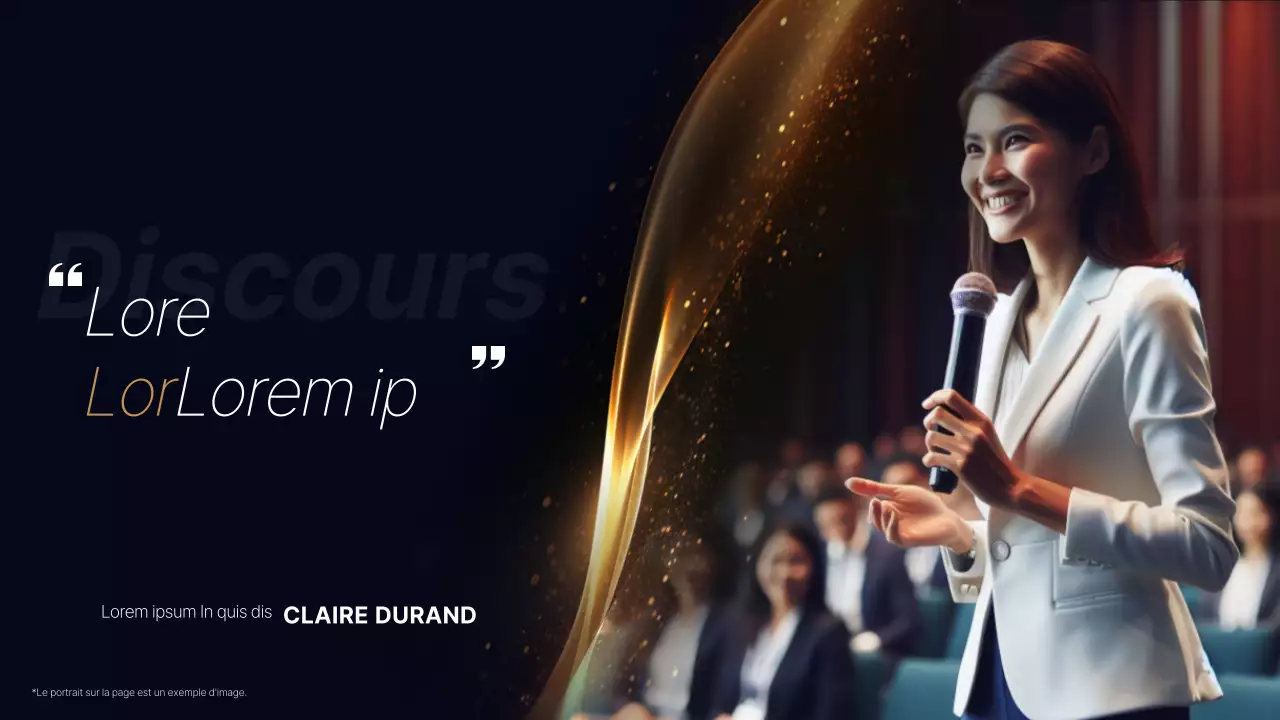 Une présentation de conférence luxueuse en bleu marine et or