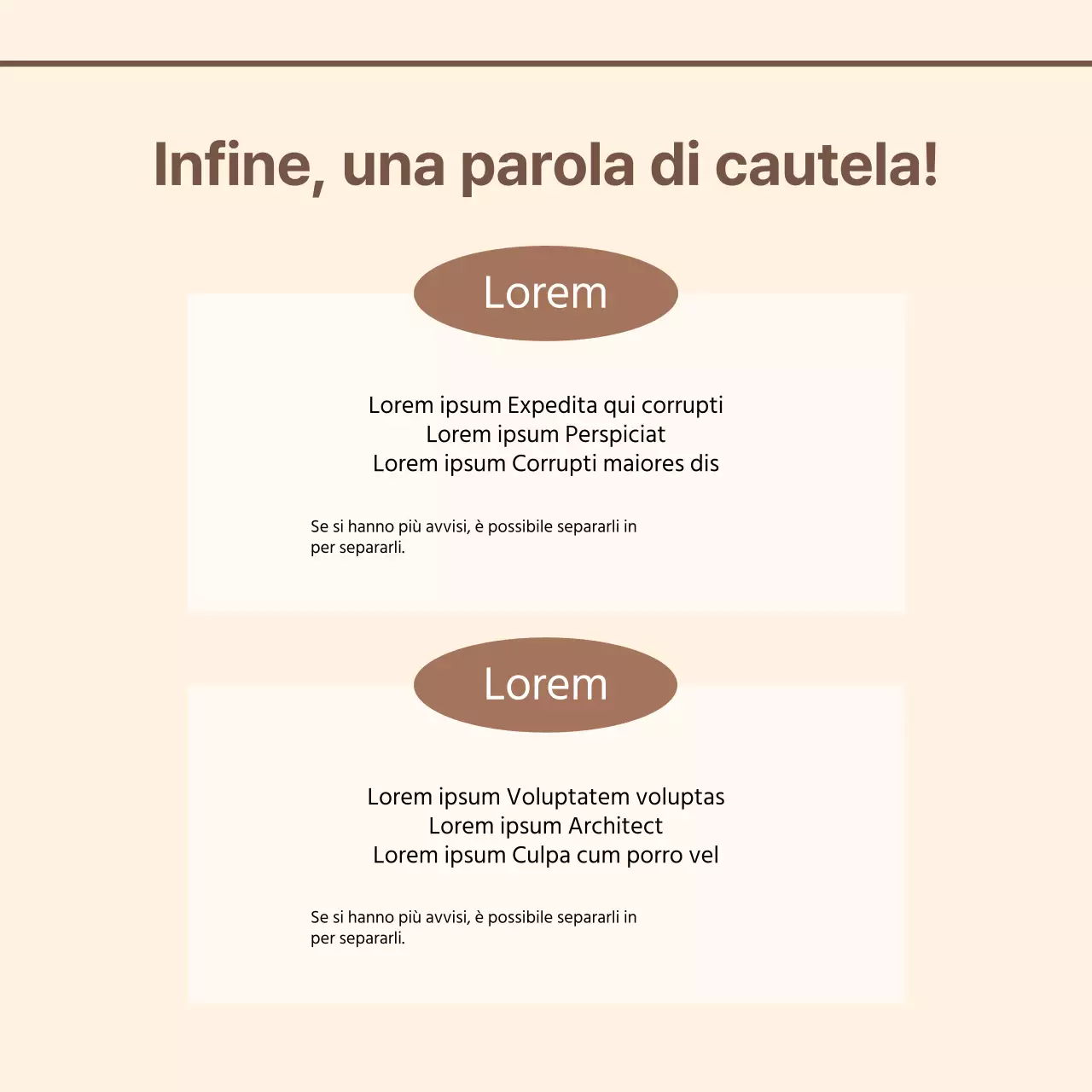 Guida all'uso di un centro semplice con sfondo avorio