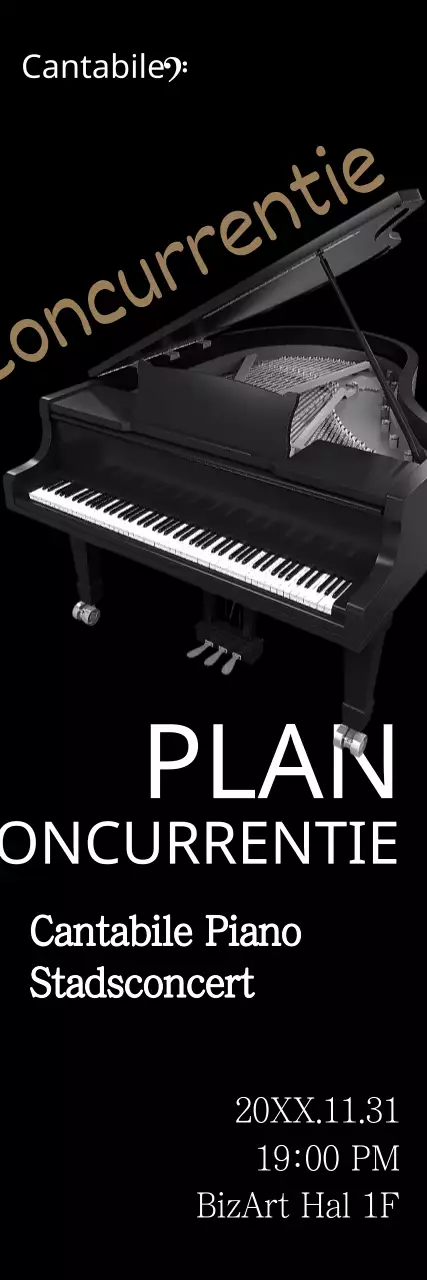 Een wedstrijd promoten voor een chique pianoschool in Blacktone.