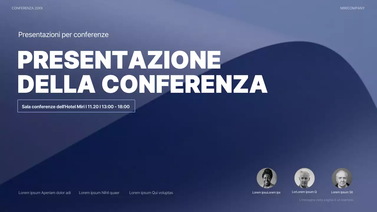 Una moderna presentazione per conferenze in blu navy