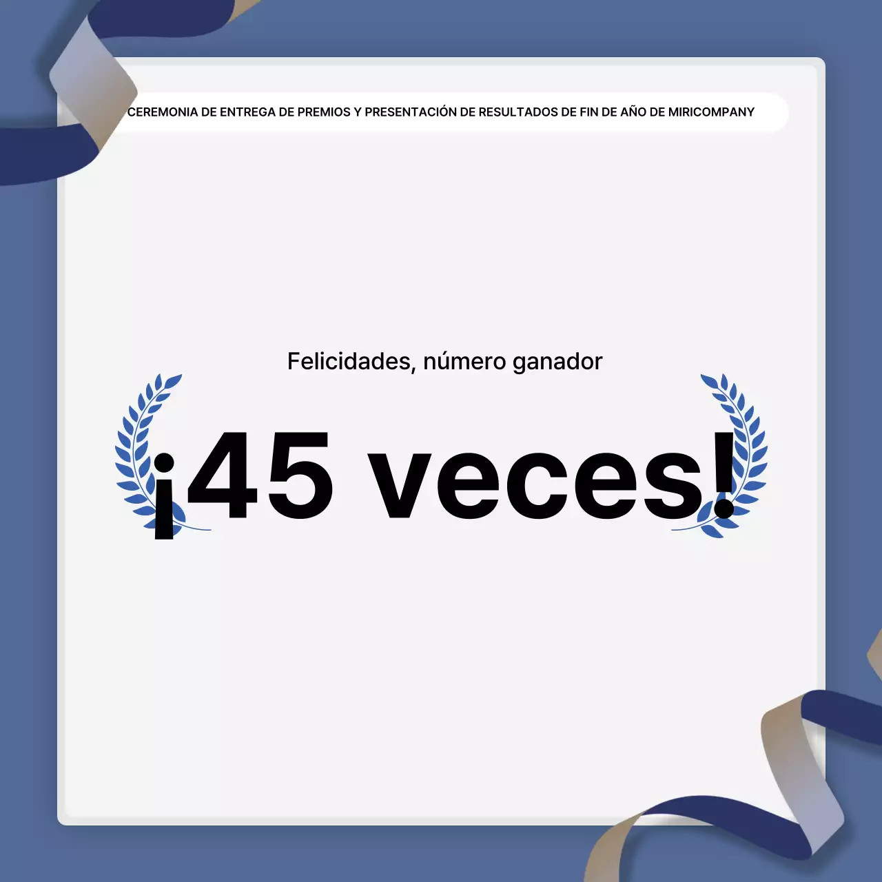 Una sencilla presentación en blanco y azul de los resultados y un informe de fin de año.