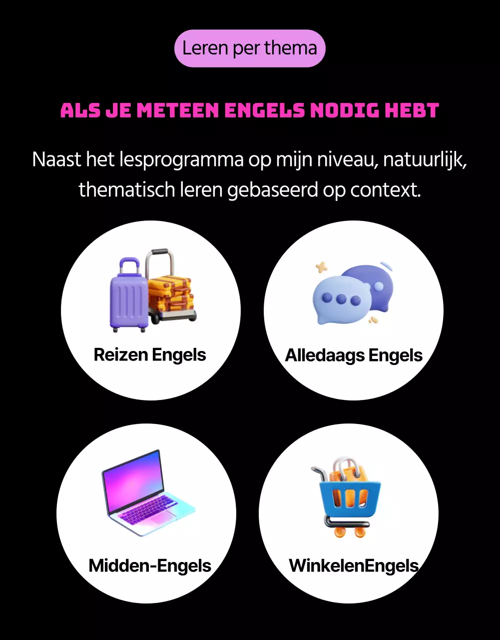 Engels leren in zwart en roze bevorderen