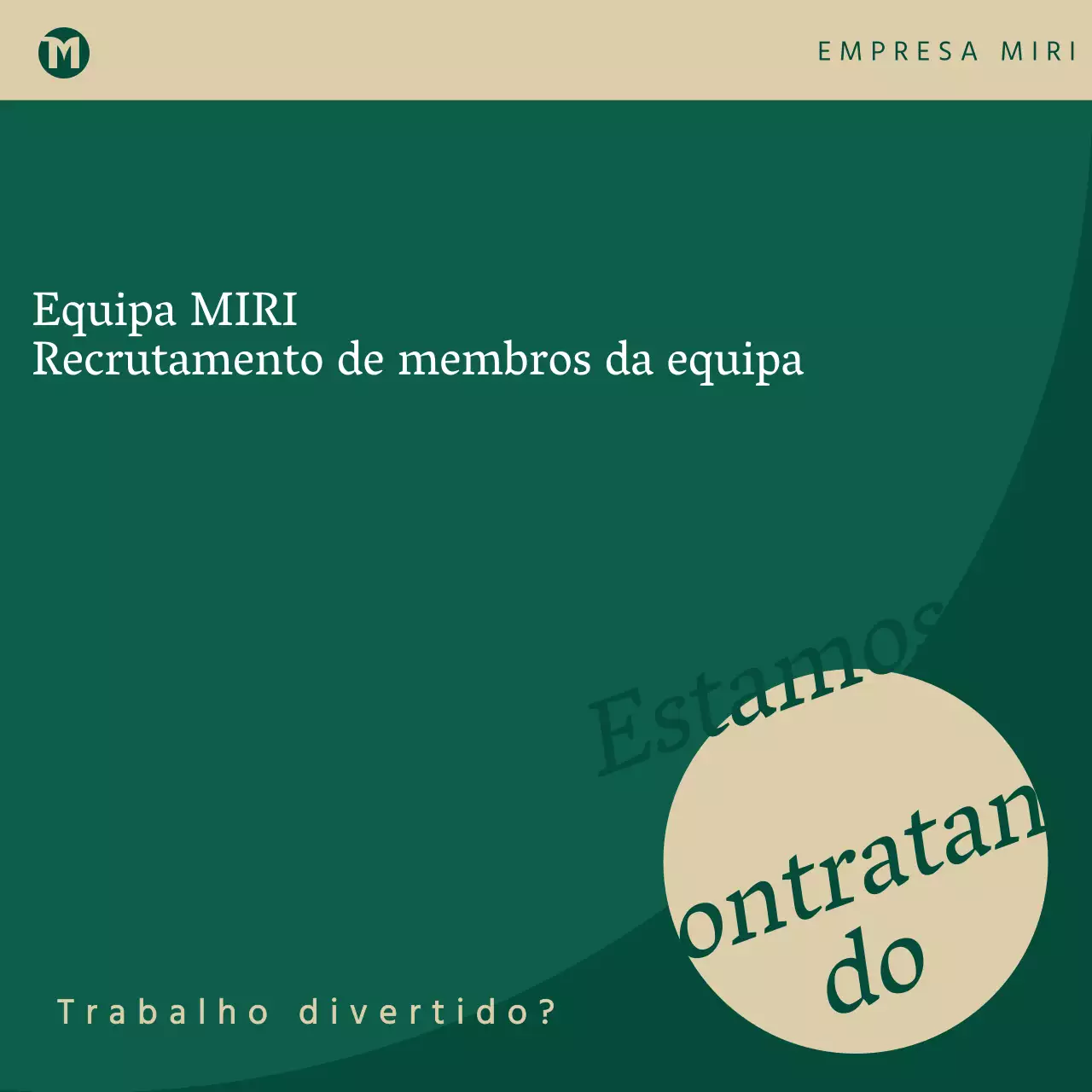 Anúncio moderno de recrutamento de equipas em verde e bege