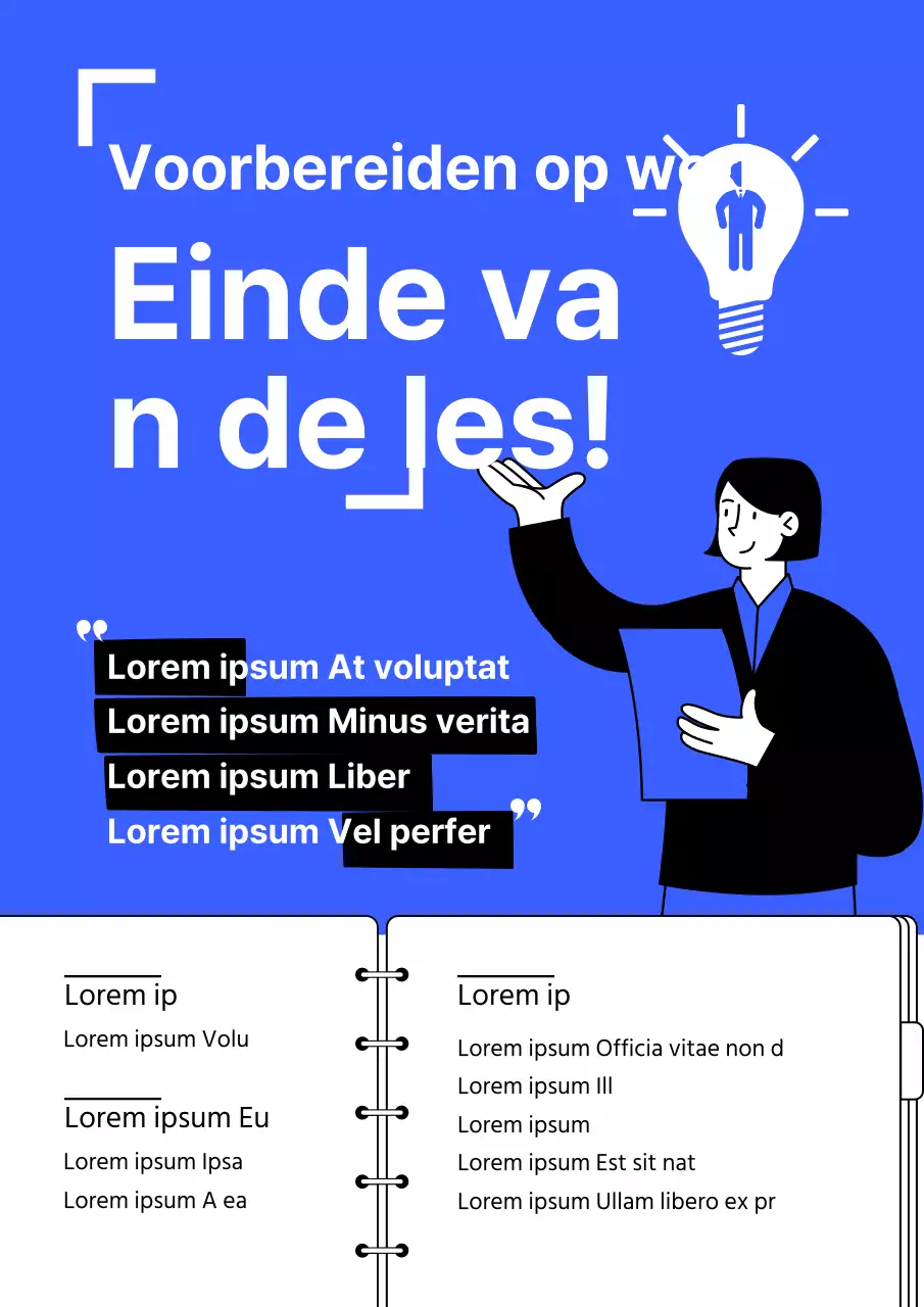 Blauw-witte minimalistische lesgids voor baanbereidheid