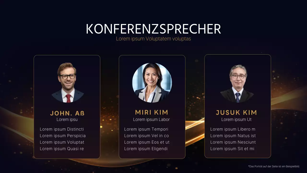 Eine luxuriöse Konferenzpräsentation in Marineblau und Gold