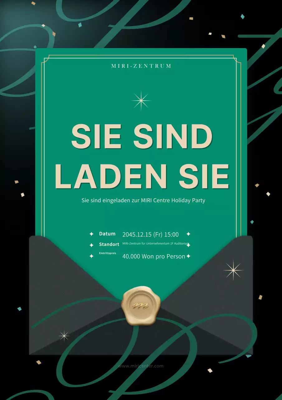 Luxuriöse Einladung zur Weihnachtsfeier in Schwarz und Grün