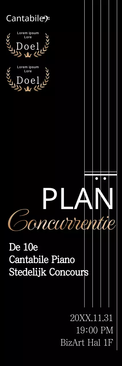 Een wedstrijd promoten voor een chique pianoschool in Blacktone.