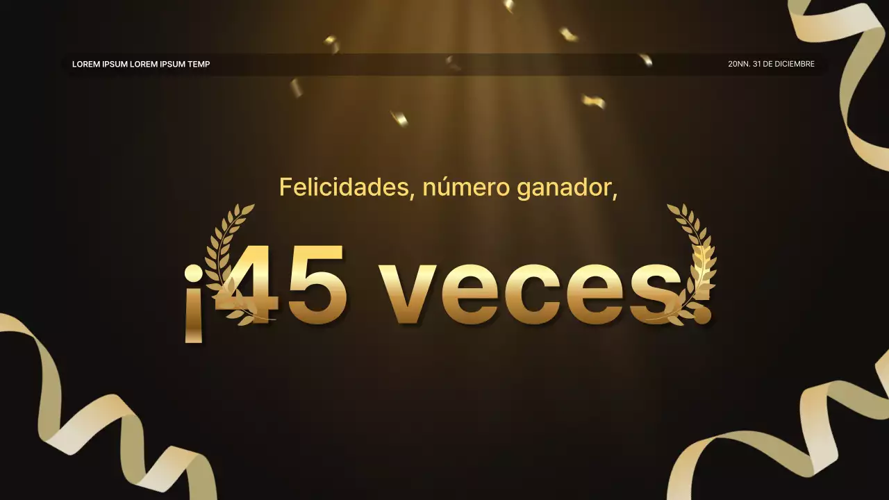 Una lujosa presentación de resultados en dorado y marrón y un informe del evento de fin de año