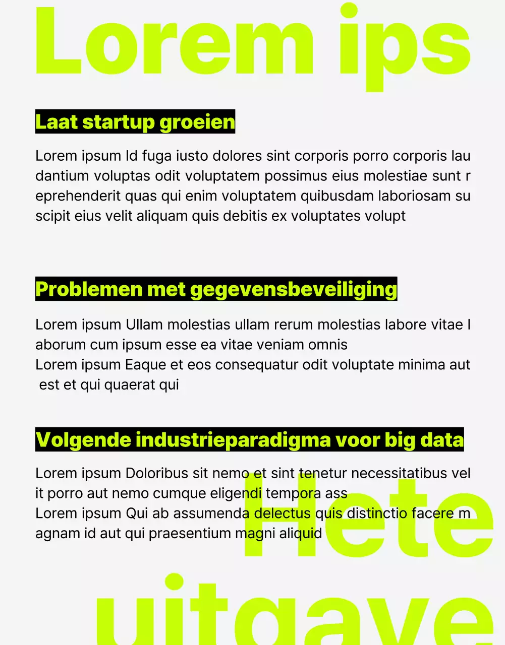 Een trendy in-house webzine nieuwsbrief met limoengroene accenten