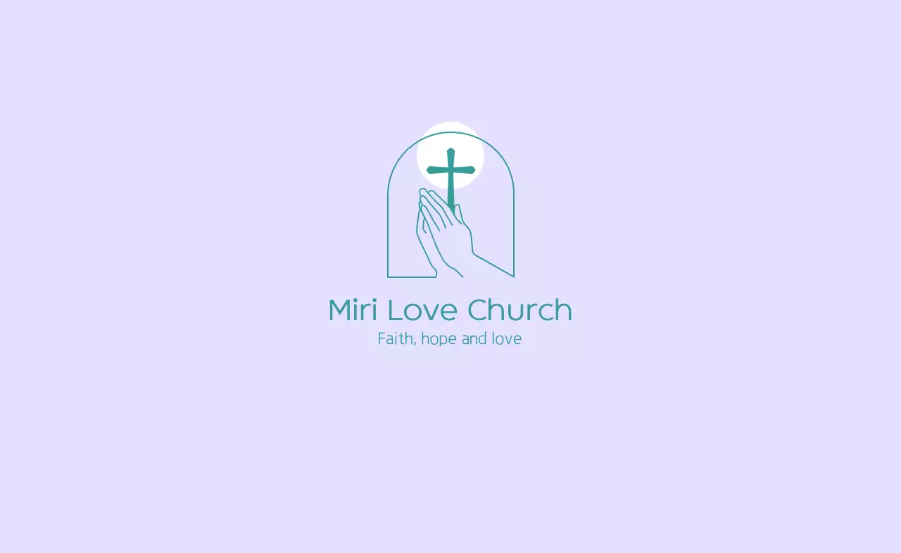 Logótipo de igreja com ilustração de linha turquesa