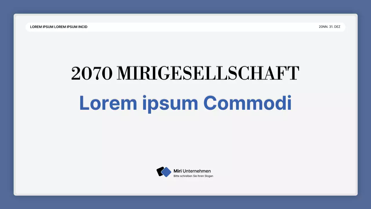 Eine einfache blau-weiße Leistungspräsentation und ein Veranstaltungsbericht zum Jahresende