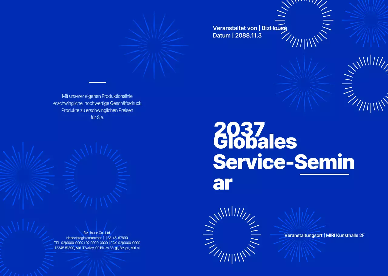 Einführung eines anspruchsvollen Firmenseminars in blauen Farbtönen