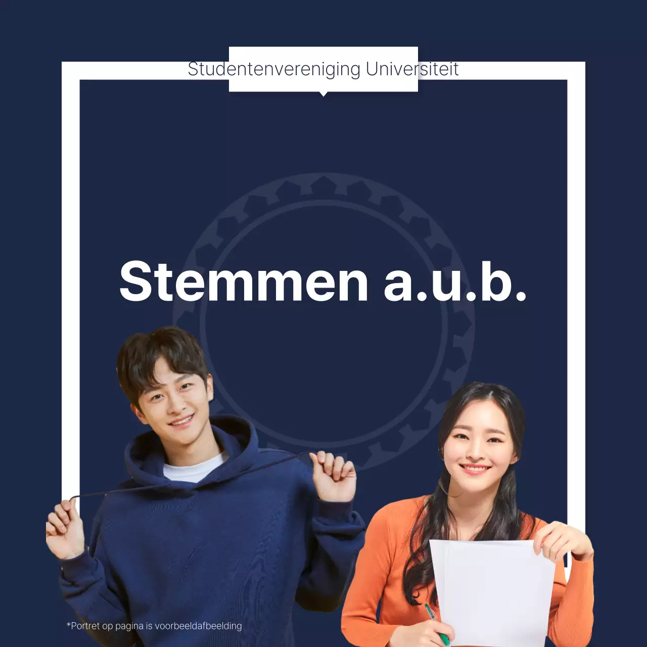 Een eenvoudig, marineblauw en wit verkiezingsbeloftenboekje