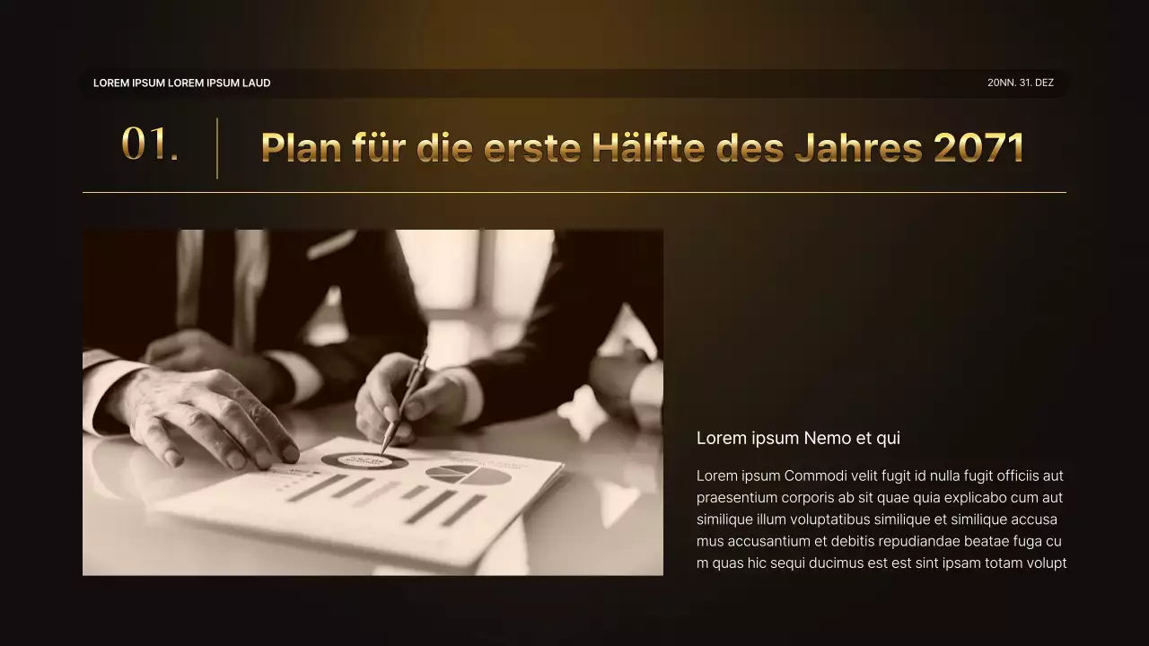 Eine luxuriöse Leistungspräsentation in Gold und Braun und ein Veranstaltungsbericht zum Jahresende