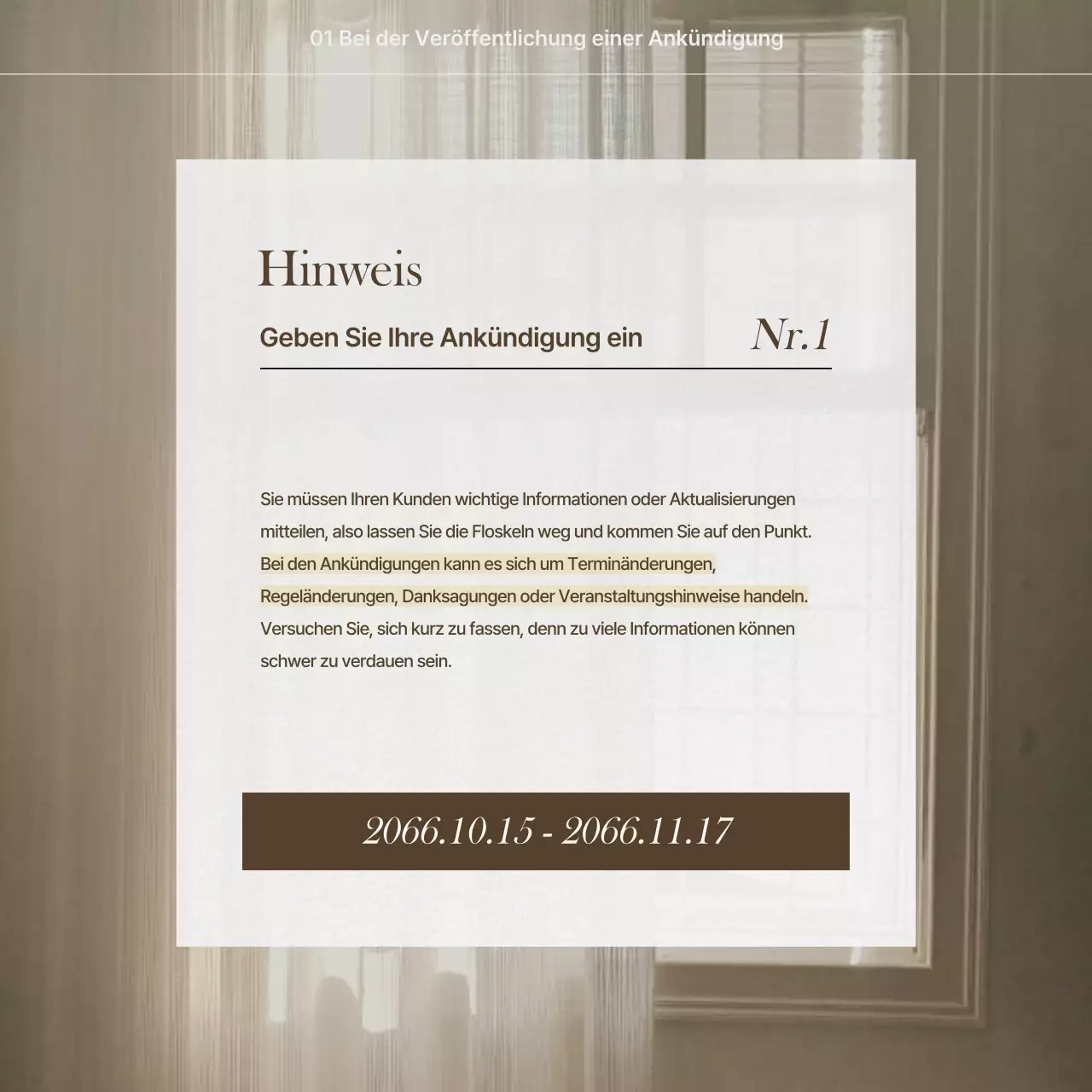 Ein beiger, minimalistischer, emotionaler Markenposten