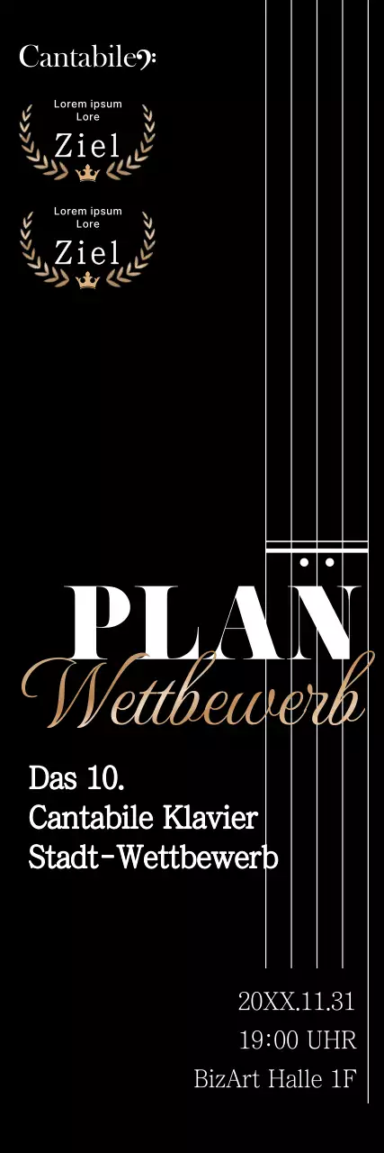 Förderung eines Wettbewerbs für eine gehobene Klavierschule in Blacktone.