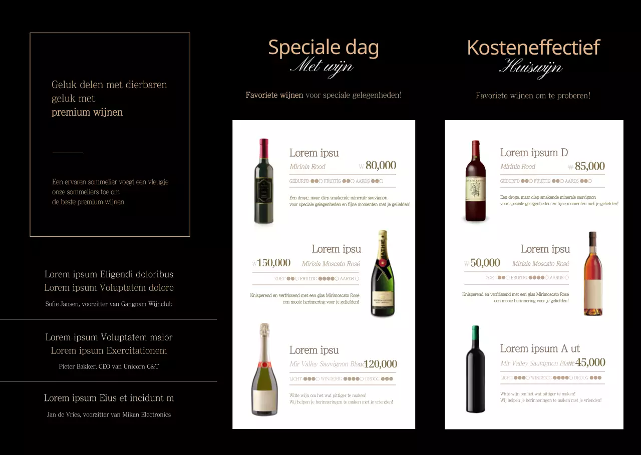 Maak kennis met onze verfijnde zwart-gouden restaurant wijngeschenkset