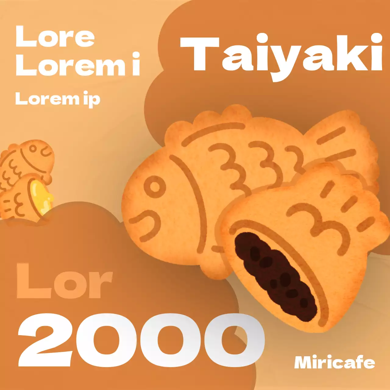 Promover pãezinhos taiyaki castanhos e beges