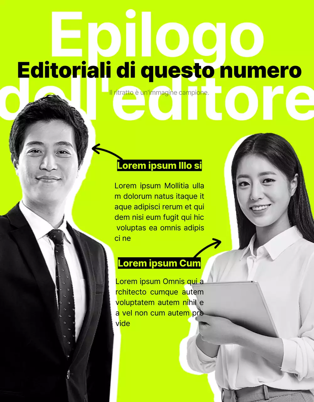 Una newsletter interna di tendenza con accenti verde lime