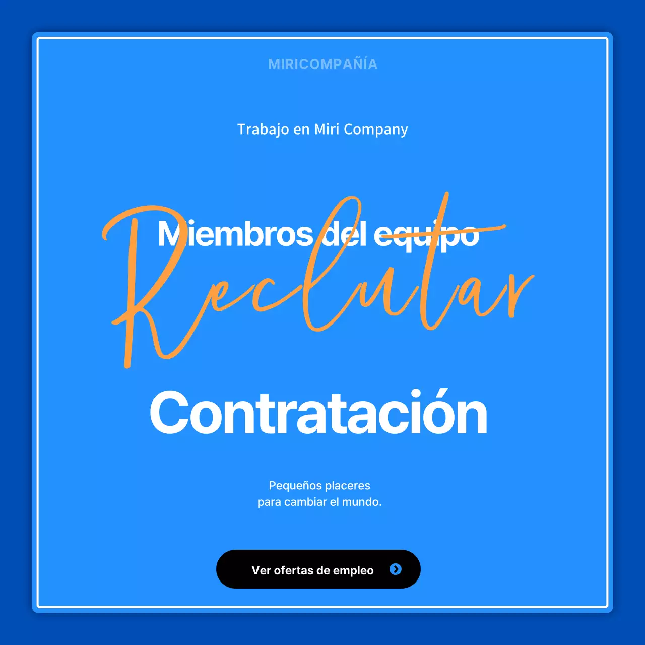 Ofertas de empleo minimalistas en azul y naranja para promover las oportunidades profesionales