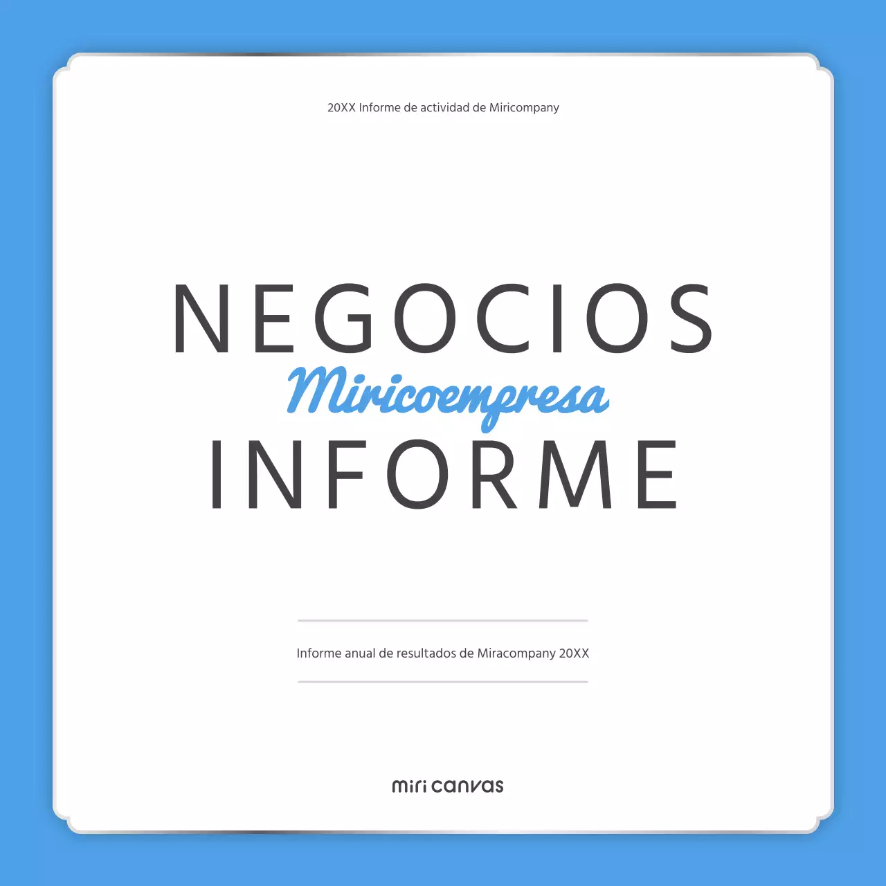 Un sencillo informe de fin de año en azul claro y blanco