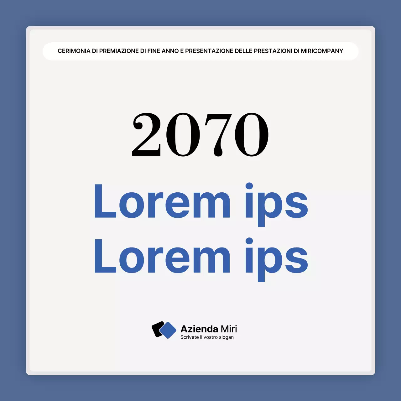 Una semplice presentazione delle prestazioni in bianco e blu e una relazione sull'evento di fine anno