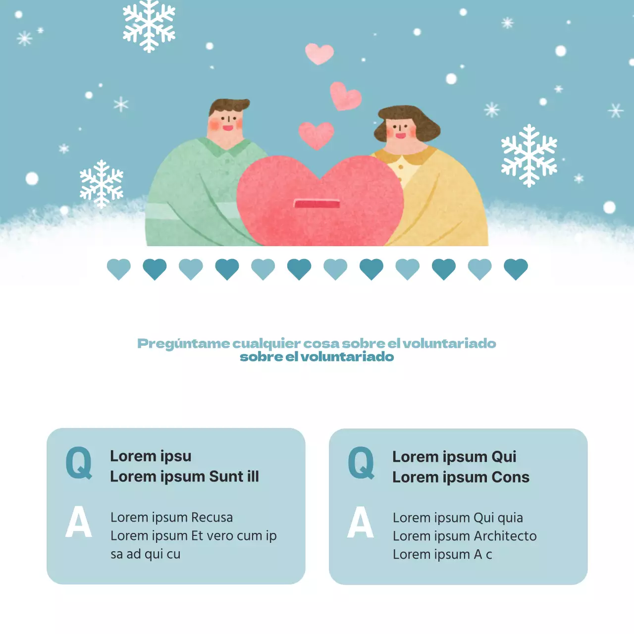 Promueva la captación de voluntarios en invierno con los colores amarillo y azul claro.