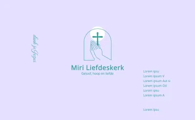 Turquoise lijnillustratie van kerklogo en bijbelvers