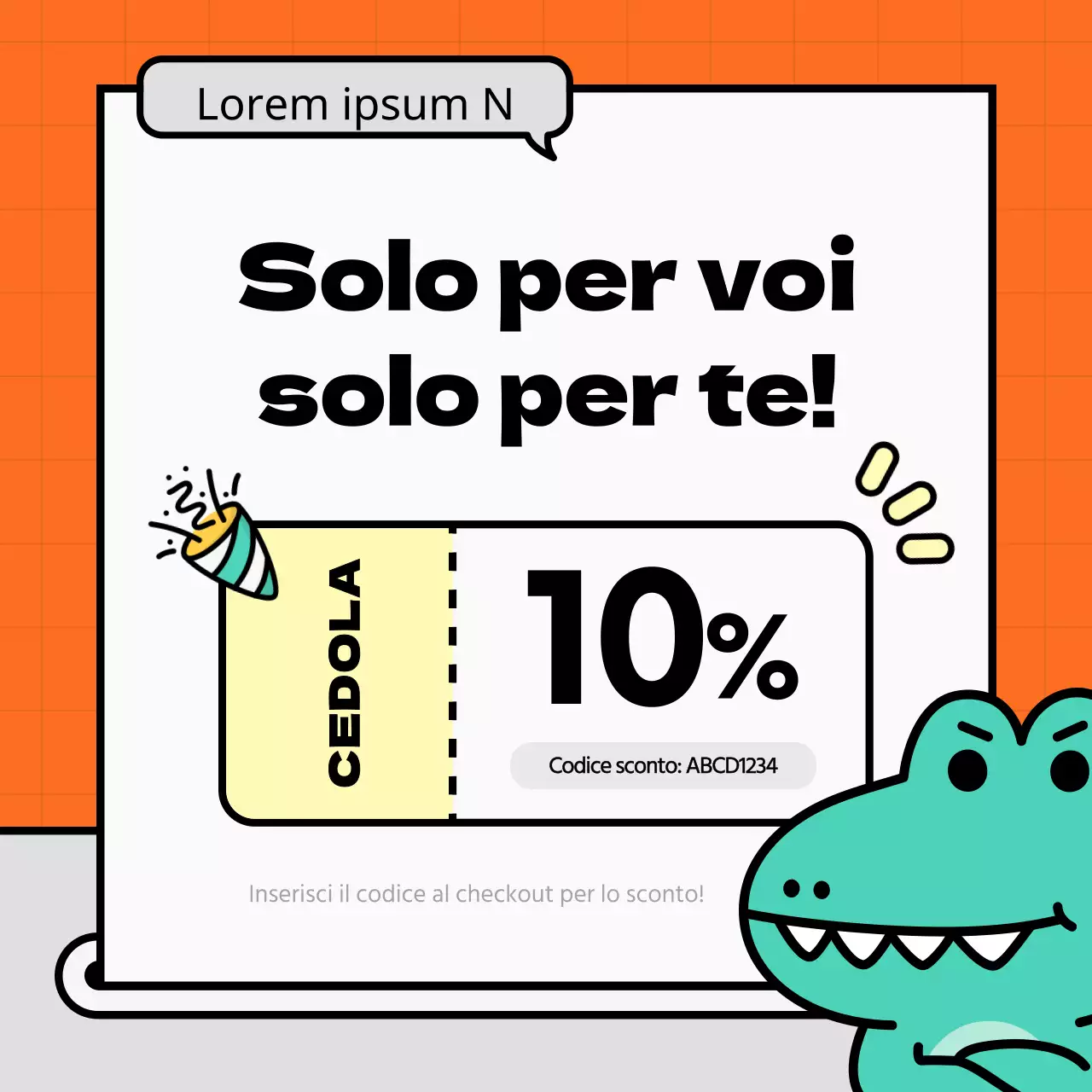 Annunci arancioni kitsch sui social media delle piccole imprese