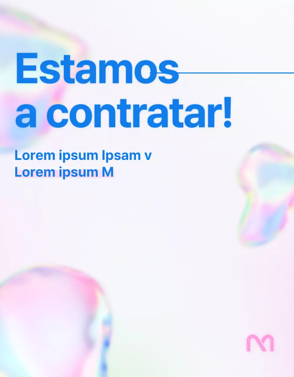 Anúncio de emprego simples em cor-de-rosa e azul