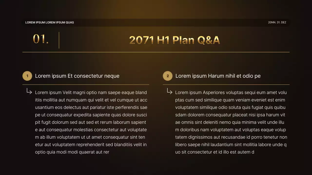 Eine luxuriöse Leistungspräsentation in Gold und Braun und ein Veranstaltungsbericht zum Jahresende