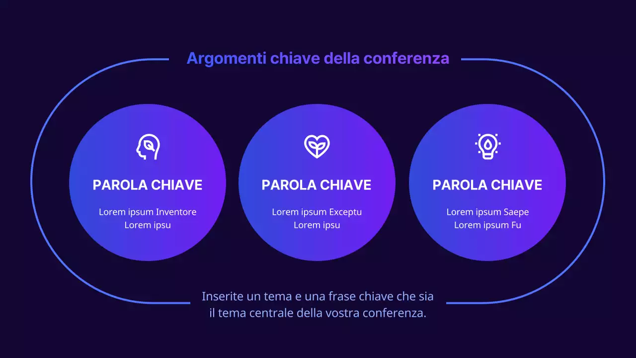 Semplice descrizione della conferenza per oratori con sfondo viola