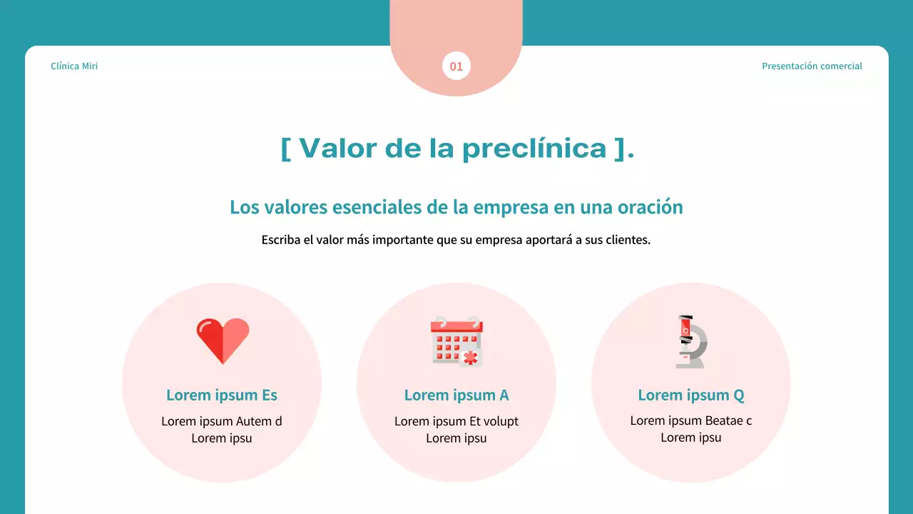 Propuesta sencilla de marketing hospitalario en azul y rojo