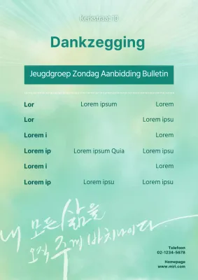 Een gids voor het klassieke groene en mintkleurige dankdienstbulletin