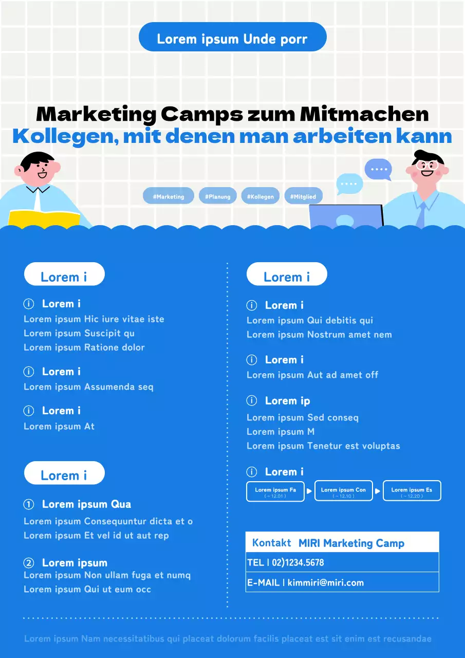 Ein einfacher blau-weißer Leitfaden für die Rekrutierung von Marketingkräften