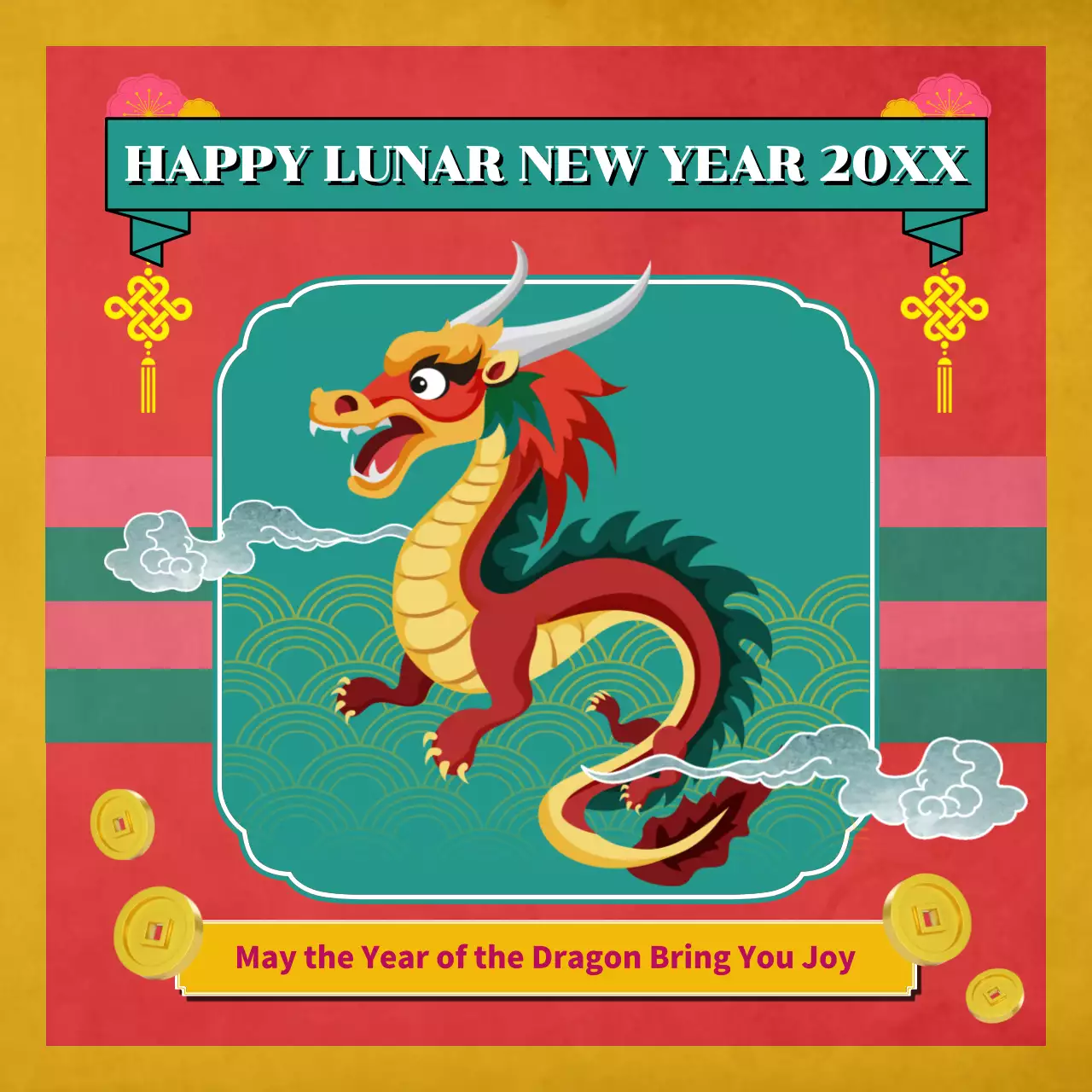 Red Traditional Dragon Invitation Social Media Post