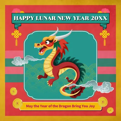 Red Traditional Dragon Invitation Social Media Post