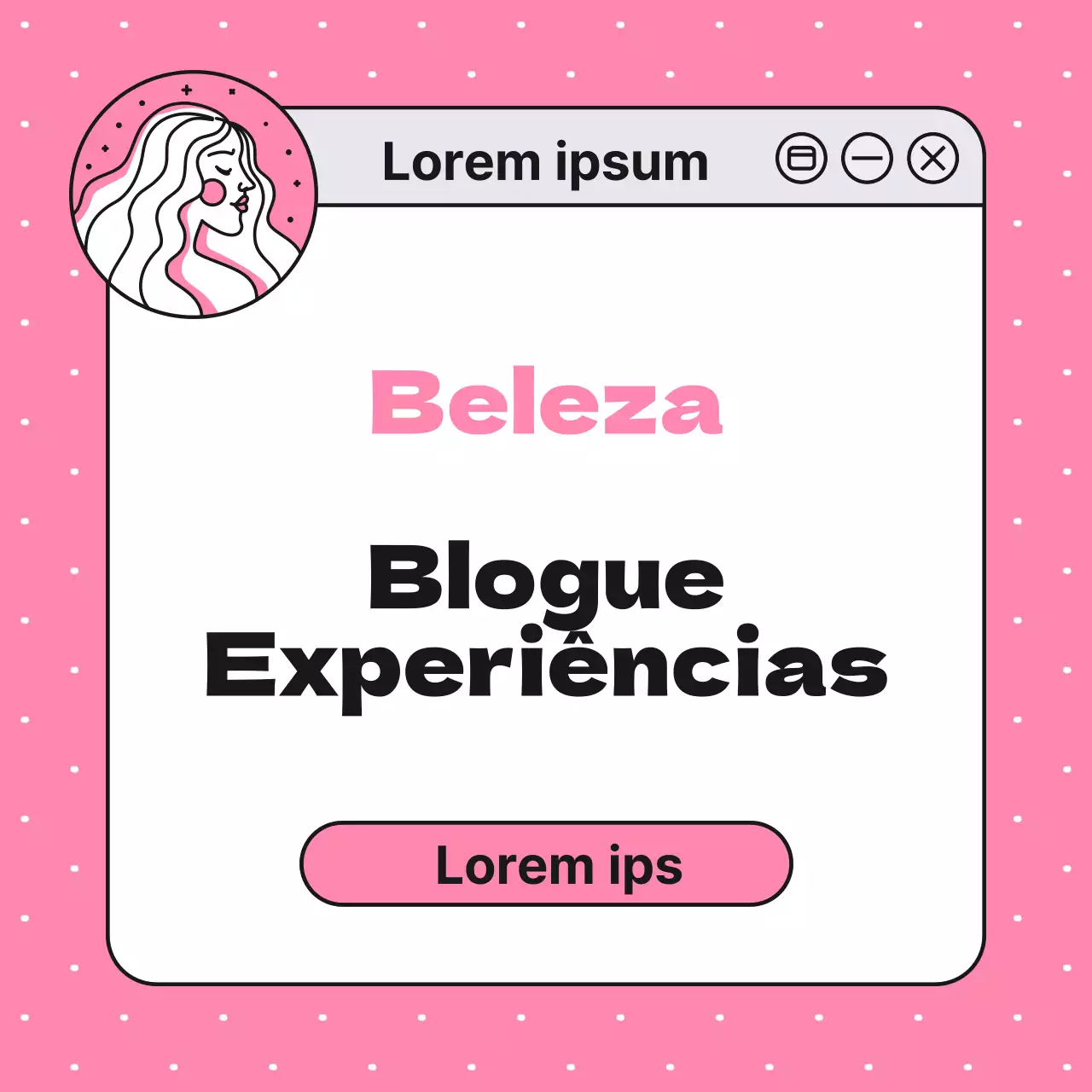 Anúncio experimental do blogue de beleza simples da Pink