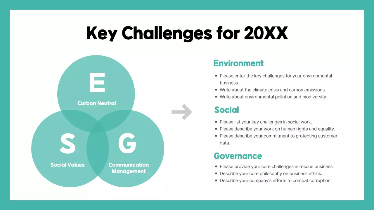 Basic feel with mint accent color ESG reports